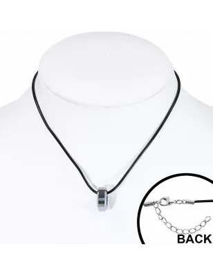 Collier homme caoutchouc avec pendentif tungstène anneau