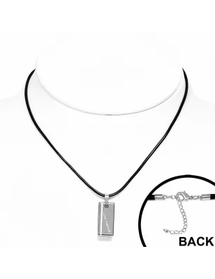 Collier homme caoutchouc avec pendentif tungstène plaque love forever