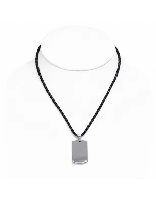 Collier homme caoutchouc avec pendentif tungstène dog tag