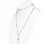 Collier acier avec pendentif croix anneau céramique blanche