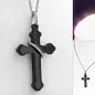 Collier acier avec pendentif croix anneau céramique noire