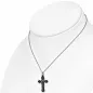 Collier acier avec pendentif croix anneau céramique noire