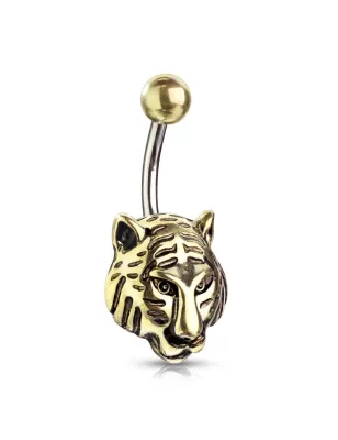 Piercing nombril doré tigre tribal