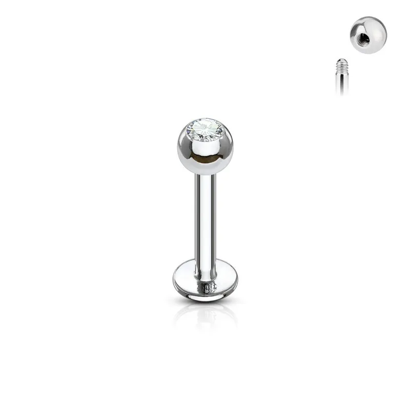 Piercing oreille Labret Boule Gemme Titane ASTM F-136