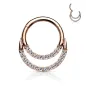 Piercing anneau segment rosé double ligne de strass (oreille, daith, septum)