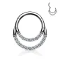 Piercing anneau segment acier double ligne de strass (oreille, daith, septum)