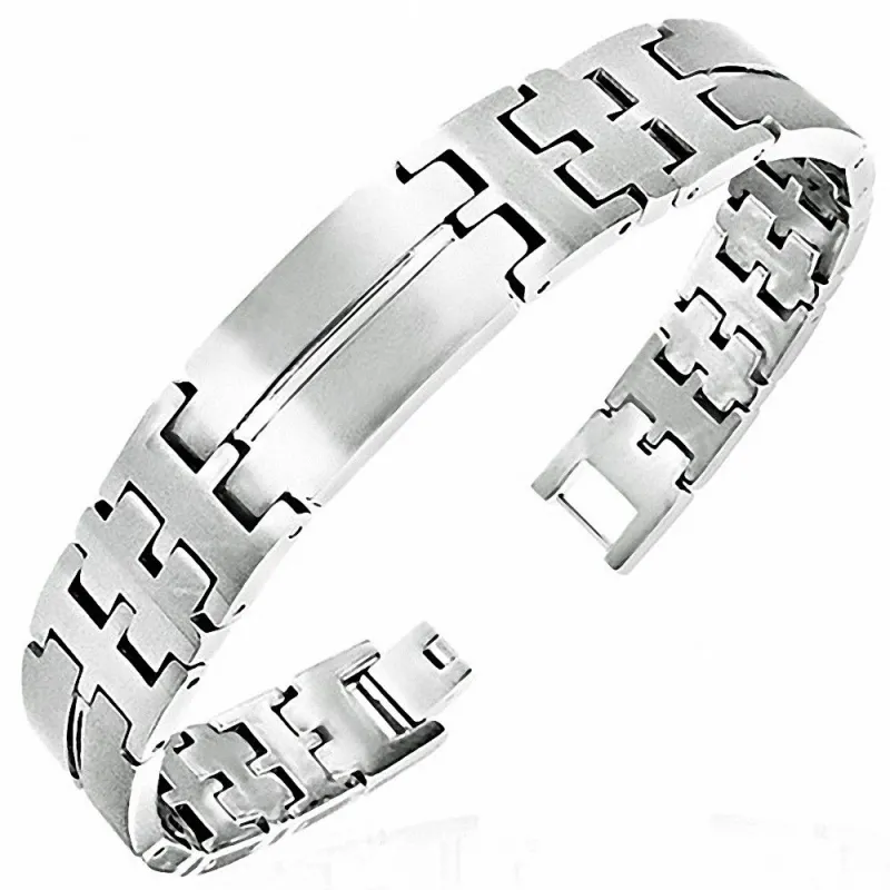 Bracelet homme tungstène avec maillons mat 12 mm