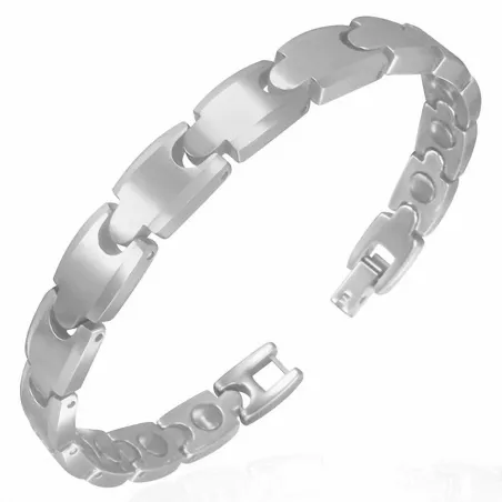 Bracelet homme tungstène avec maillons brillants 099