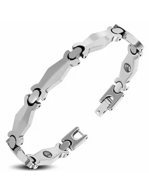 Bracelet homme tungstène avec maillons géométriques 137