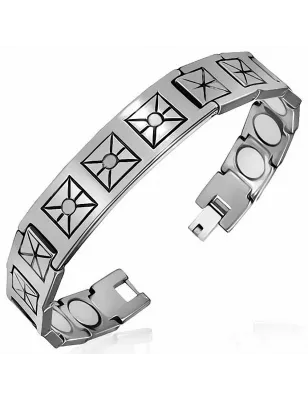 Bracelet homme tungstène avec maillons motif croix 141