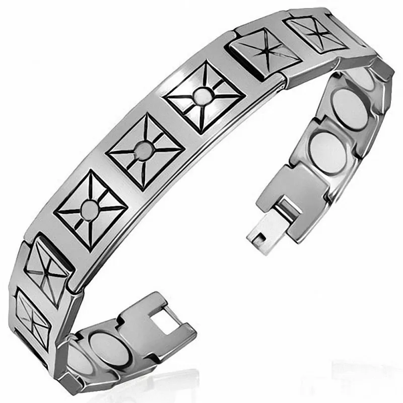 Bracelet homme tungstène avec maillons motif croix 141