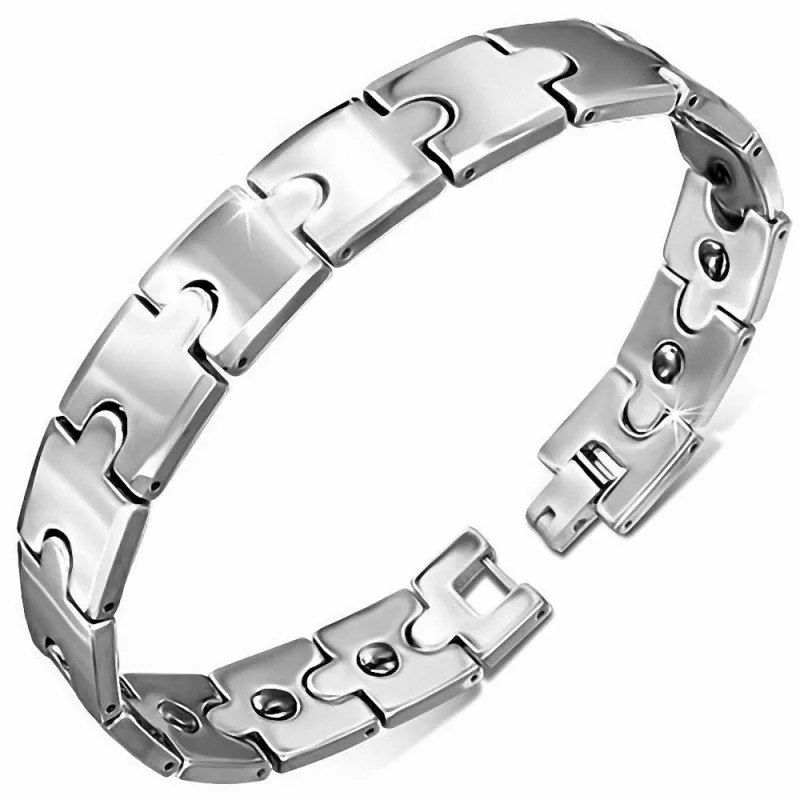 Bracelet homme tungstène avec maillons puzzle 186