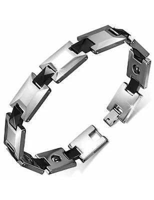 Bracelet homme tungstène avec maillons noirs 187