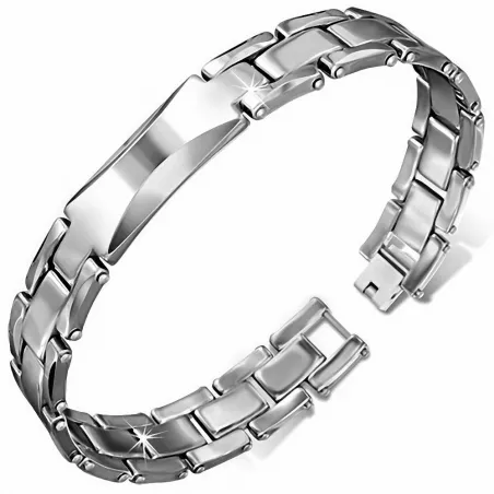 Bracelet homme tungstène avec plaque 191