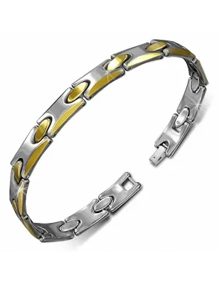 Bracelet homme tungstène avec maillons ovale dorés 263