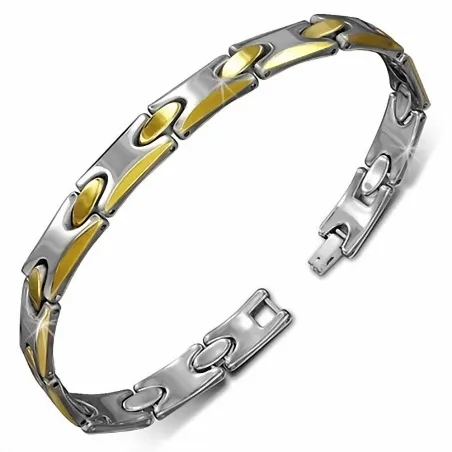 Bracelet homme tungstène avec maillons ovale dorés 263