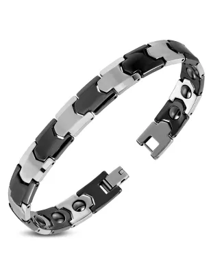 Bracelet homme tungstène avec maillons imbriqués noirs 290