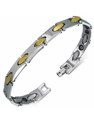 Bracelet homme tungstène maillons ovales dorés 296