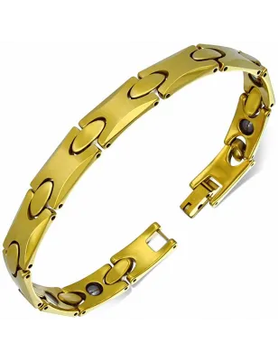 Bracelet homme tungstène maillons ovales doré 298