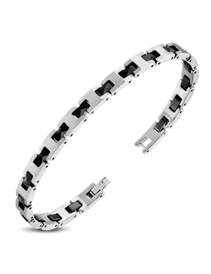 Bracelet homme tungstène maillons noirs 317