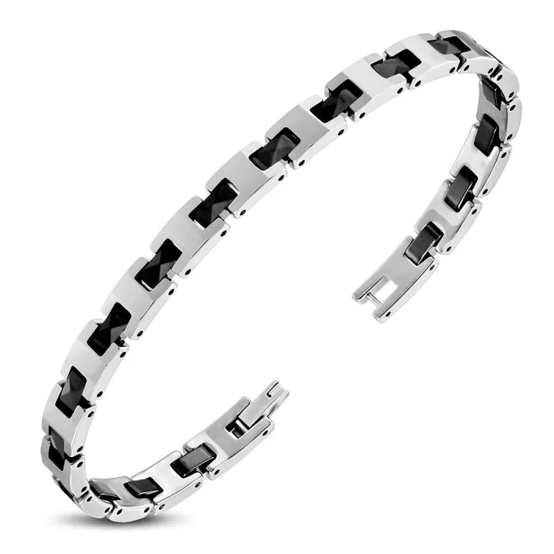 Bracelet homme tungstène maillons noirs 317