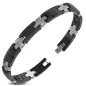 Bracelet homme tungstène noir maillons croix 369