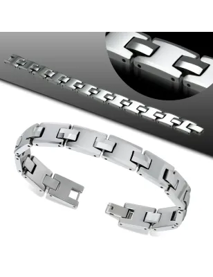 Bracelet homme tungstène maillons H rectangulaires 373