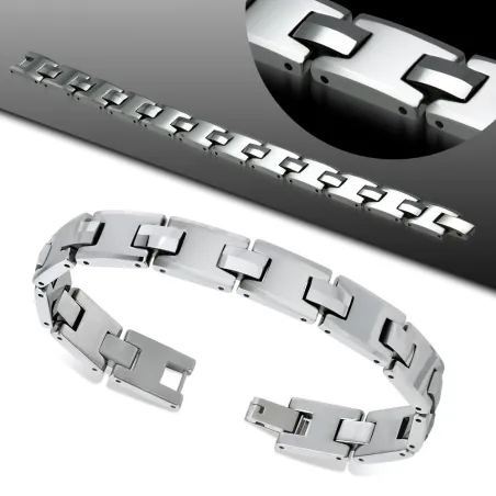 Bracelet homme tungstène maillons H rectangulaires 373