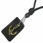 Collier en cuir noir avec pendentif ancre marine plaque cuir