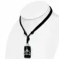 Collier en cuir noir avec pendentif crâne de pirate plaque cuir