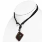 Collier en cuir marron avec pendentif livret skull