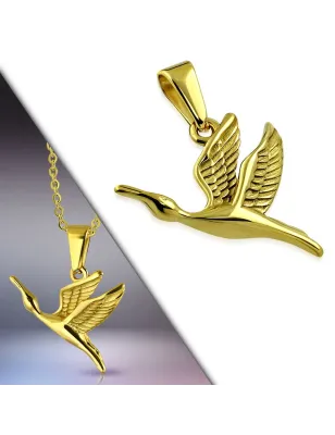 Pendentif en acier doré oiseau en vol