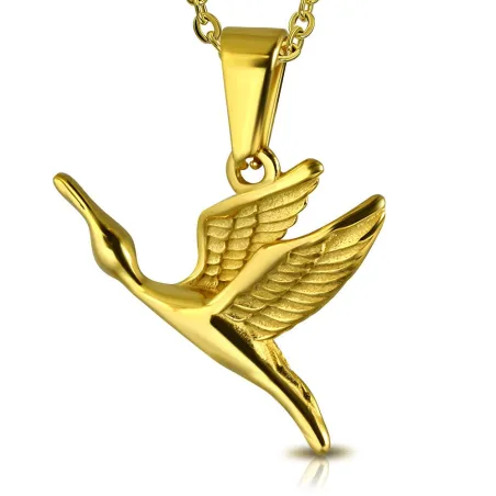 Pendentif en acier doré oiseau en vol