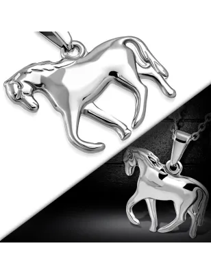 Pendentif en acier cheval trottant