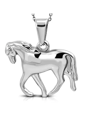 Pendentif en acier cheval trottant