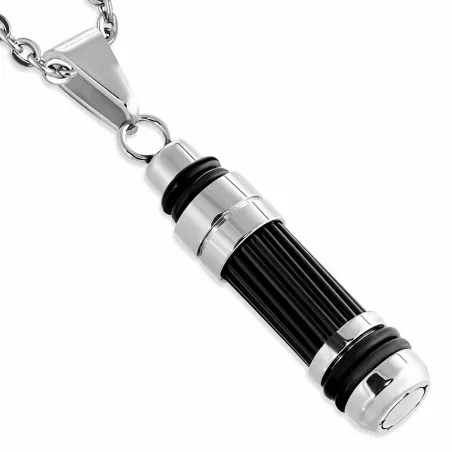 Pendentif homme en acier lampe torche noire