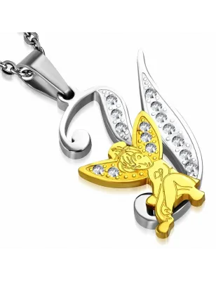 Pendentif en acier fée dorée avec lettre Y