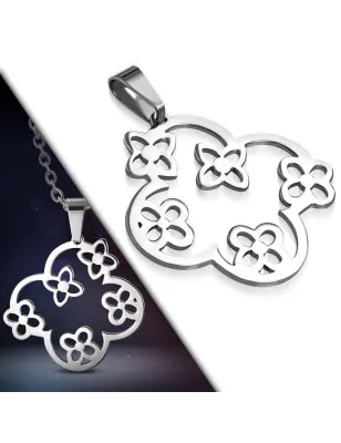 Pendentif en acier six fleurs