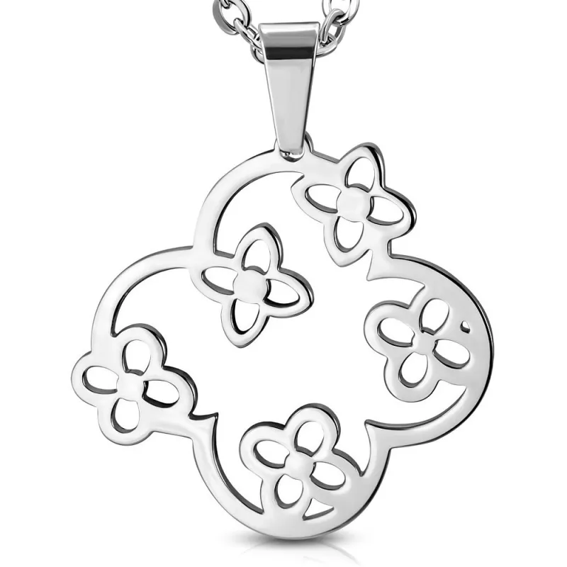 Pendentif en acier six fleurs