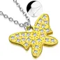 Collier en acier avec pendentif doré papillon strass