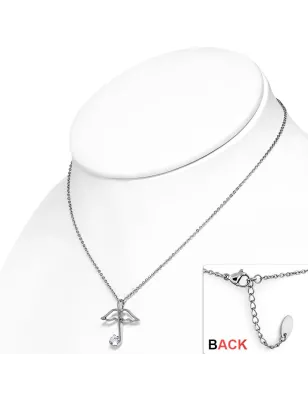 Collier en acier avec pendentif parapluie gemme