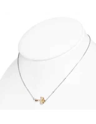 Collier en acier avec pendentif clef coeur cuivré