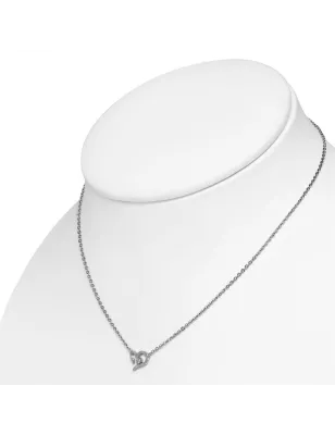 Collier en acier avec pendentif coeur avec strass