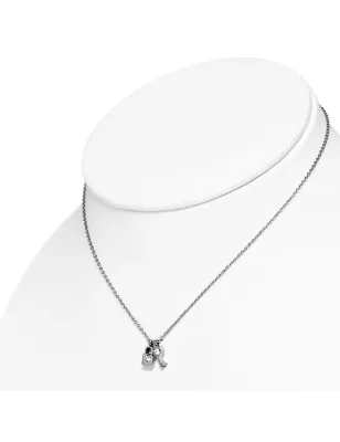 Collier en acier avec pendentif cadenas avec clé strass