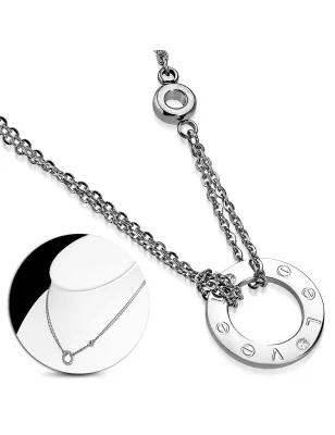 Collier en acier avec pendentif cercle love