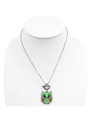 Collier en acier avec pendentif hibou vert