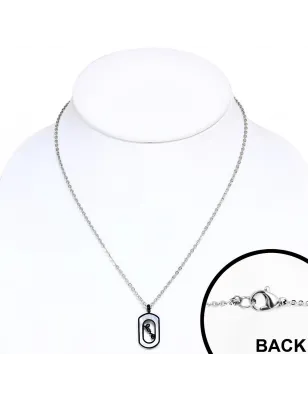 Double collier en acier avec pendentif pour couples love nacré