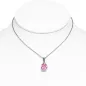 Collier en acier avec pendentif larme zircon rose