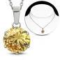 Collier en acier avec pendentif rond zirconium topaze