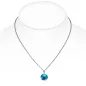 Collier en acier avec pendentif rond zirconium turquoise